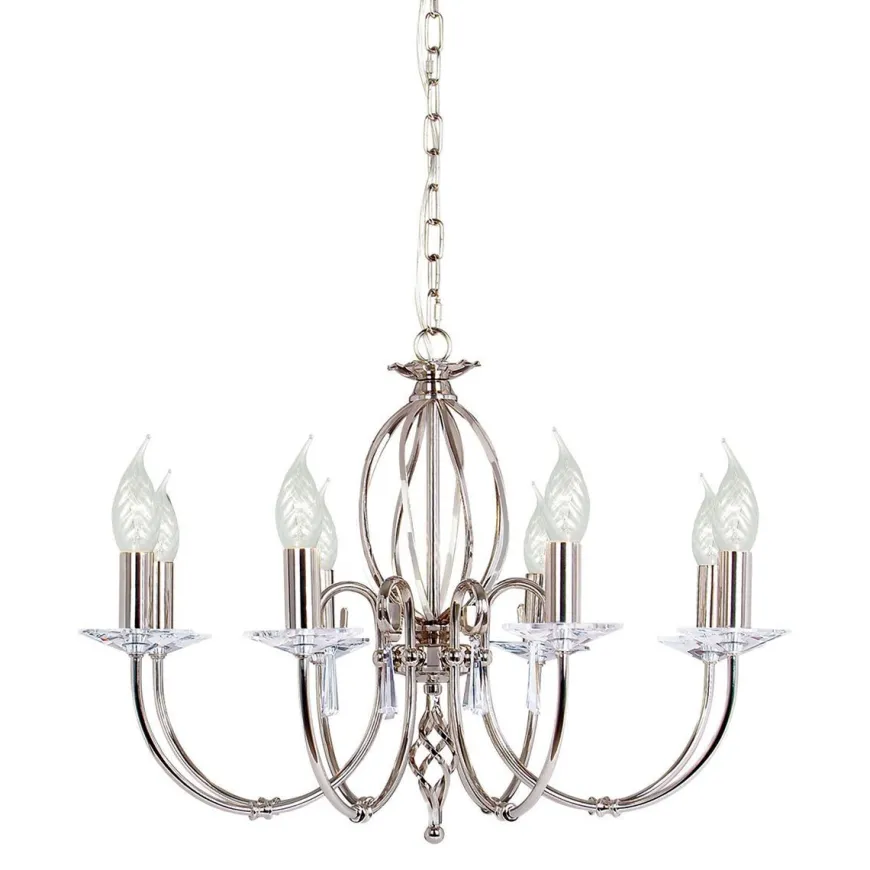 Aegean Polished Nickel - Elstead Lighting - lampa wisząca 8-ramienna