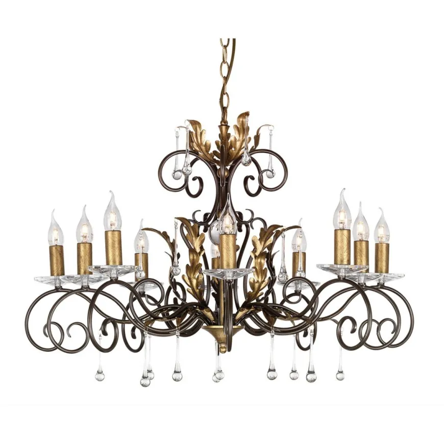 Amarilli Bronze And Gold - Elstead Lighting - lampa wisząca 10-ramienna