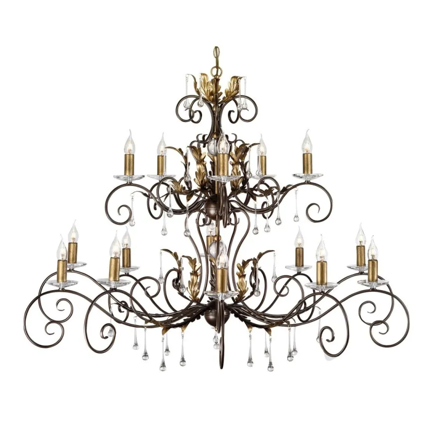 Amarilli Bronze And Gold - Elstead Lighting - lampa wisząca 15-ramienna