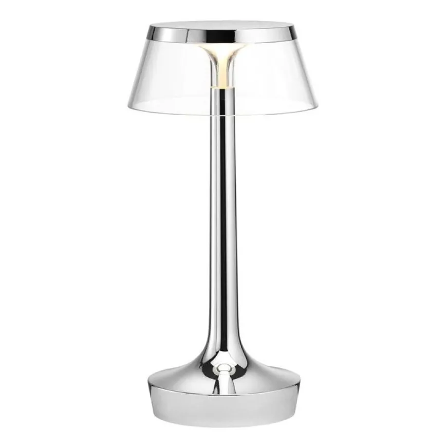 Bon Jour Unplugged H27 chrom, przezroczysty - Flos - lampa biurkowa