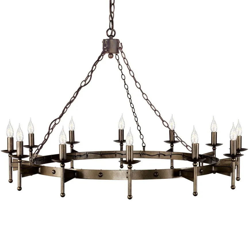 Cromwell Old Bronze - Elstead Lighting - lampa wisząca 12-ramienna