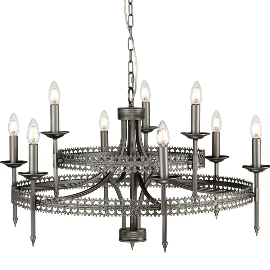 Crown Iron Gate - Elstead Lighting - lampa wisząca 9-ramienna