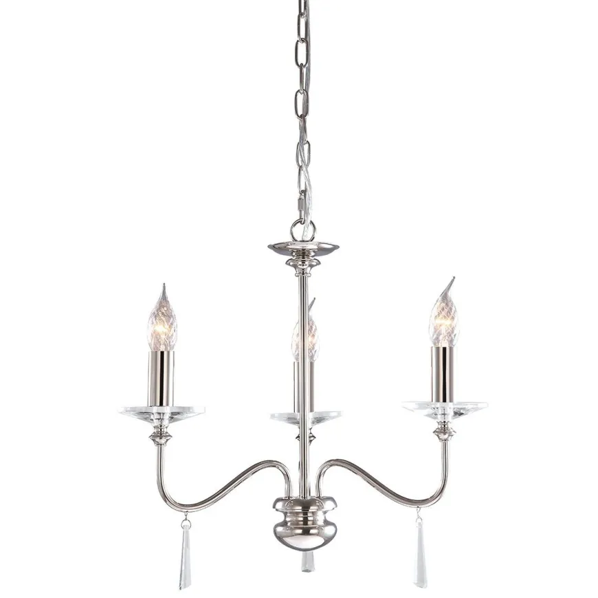 Finsbury Park Polished Nickel - Elstead Lighting - lampa wisząca 3-ramienna