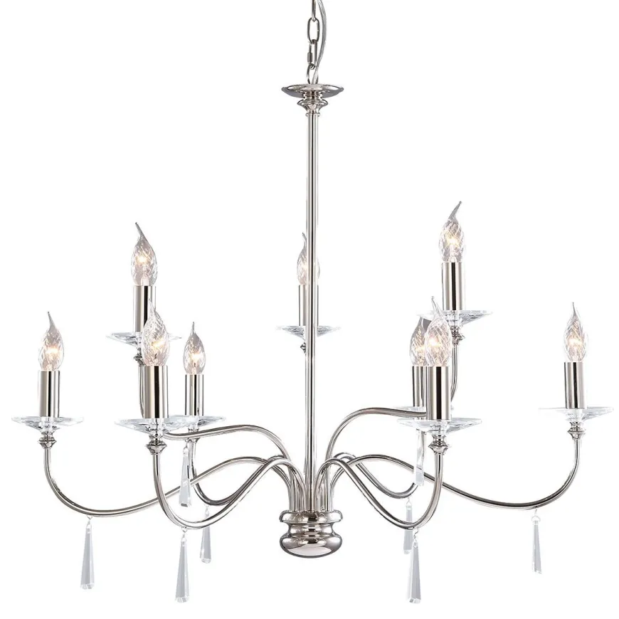 Finsbury Park Polished Nickel - Elstead Lighting - lampa wisząca 8-ramienna