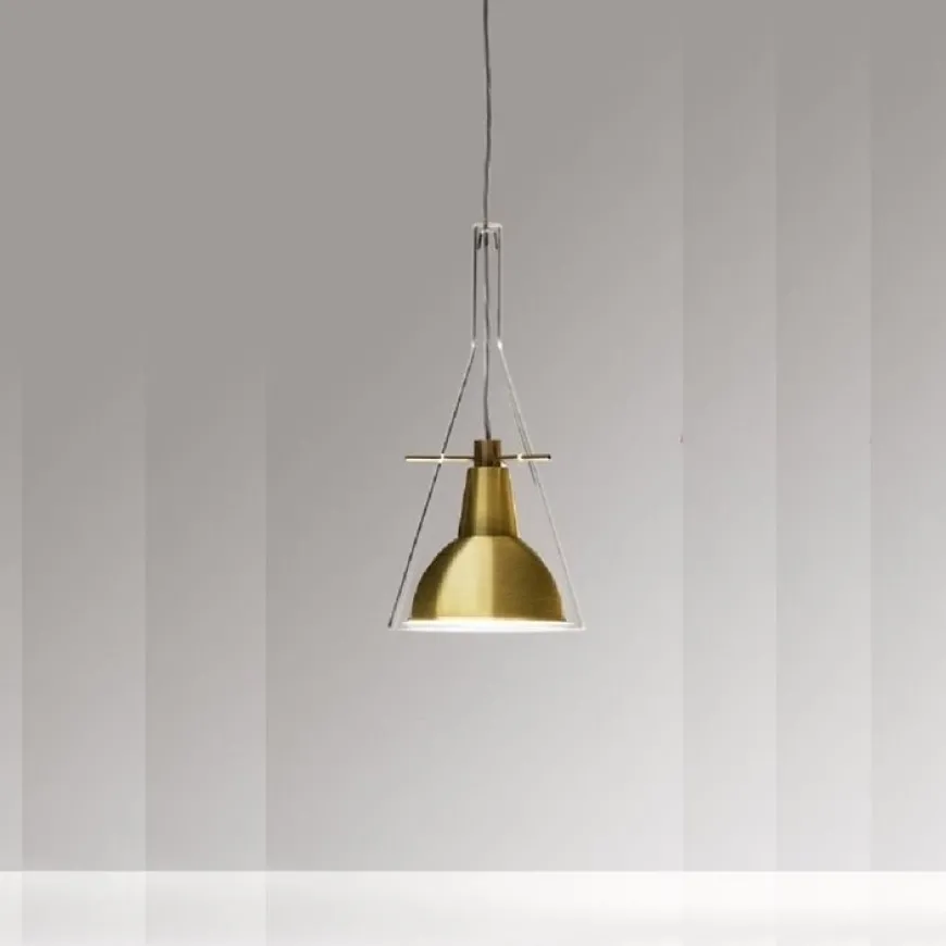 Flute H37 przejrzysty, polerowanego mosiądzu - Fontana Arte - lampa wisząca