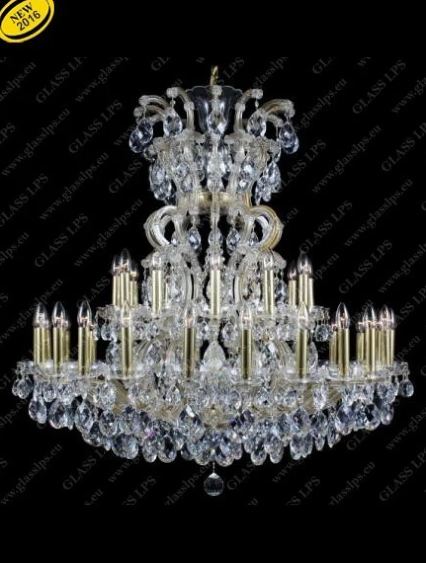 L14 304/37/1; F cut, GOLD - Glass LPS - kryształowy żyrandol