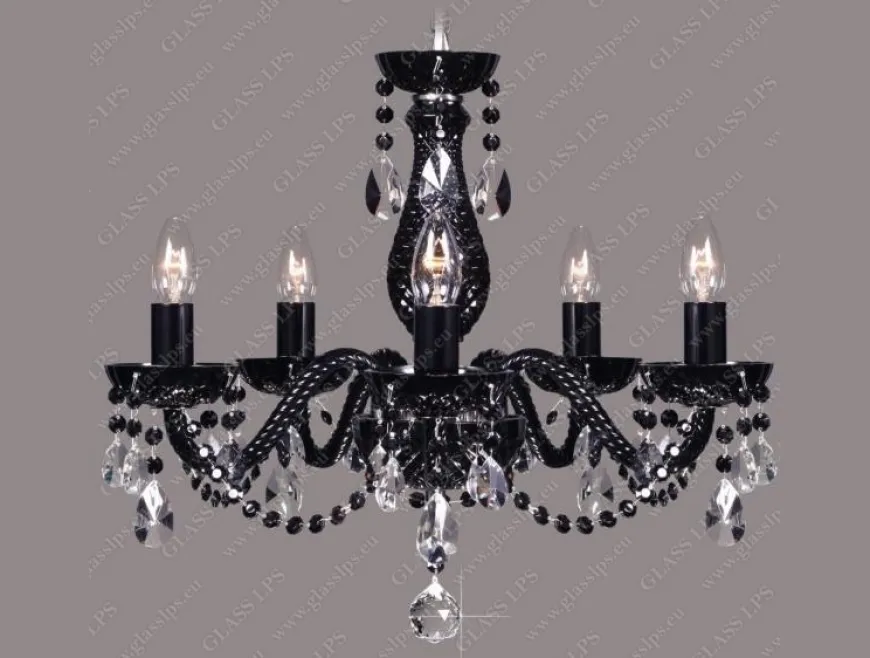 L11 808/05/1-A, 6 black; F black, Ni - Glass LPS - kryształowy żyrandol
