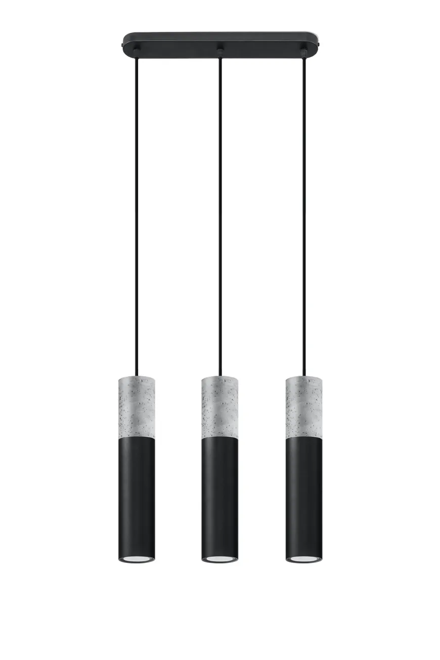 Lampa wisząca BORGIO 3 czarny - Sollux