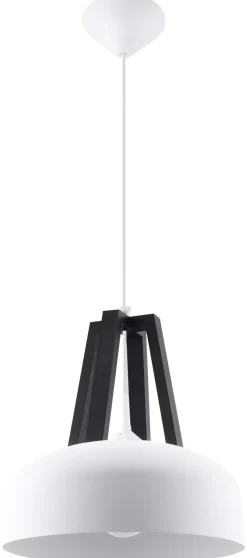 Lampa Wisząca CASCO Biała/Czarne Drewno - Sollux