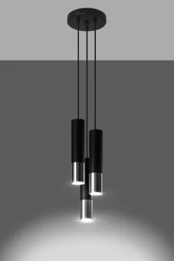 Loopez 3P Czarny/Chrom - SOLLUX LIGHTING - lampa wisząca