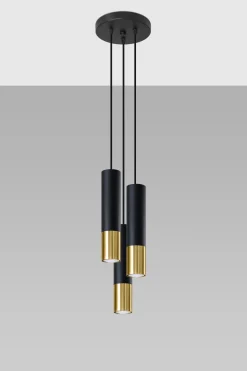 Loopez 3P Czarny/Złoty - SOLLUX LIGHTING - lampa wisząca