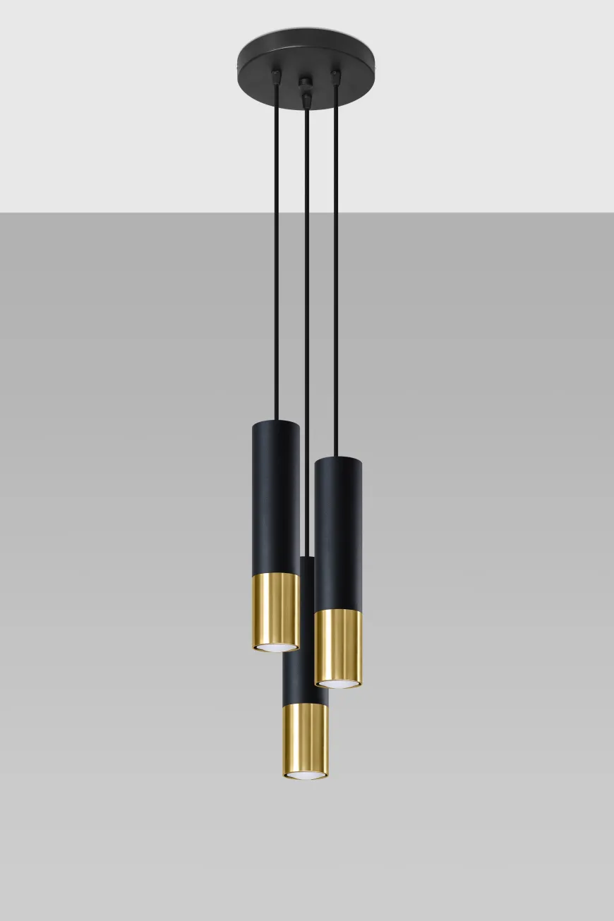 Loopez 3P Czarny/Złoty - SOLLUX LIGHTING - lampa wisząca