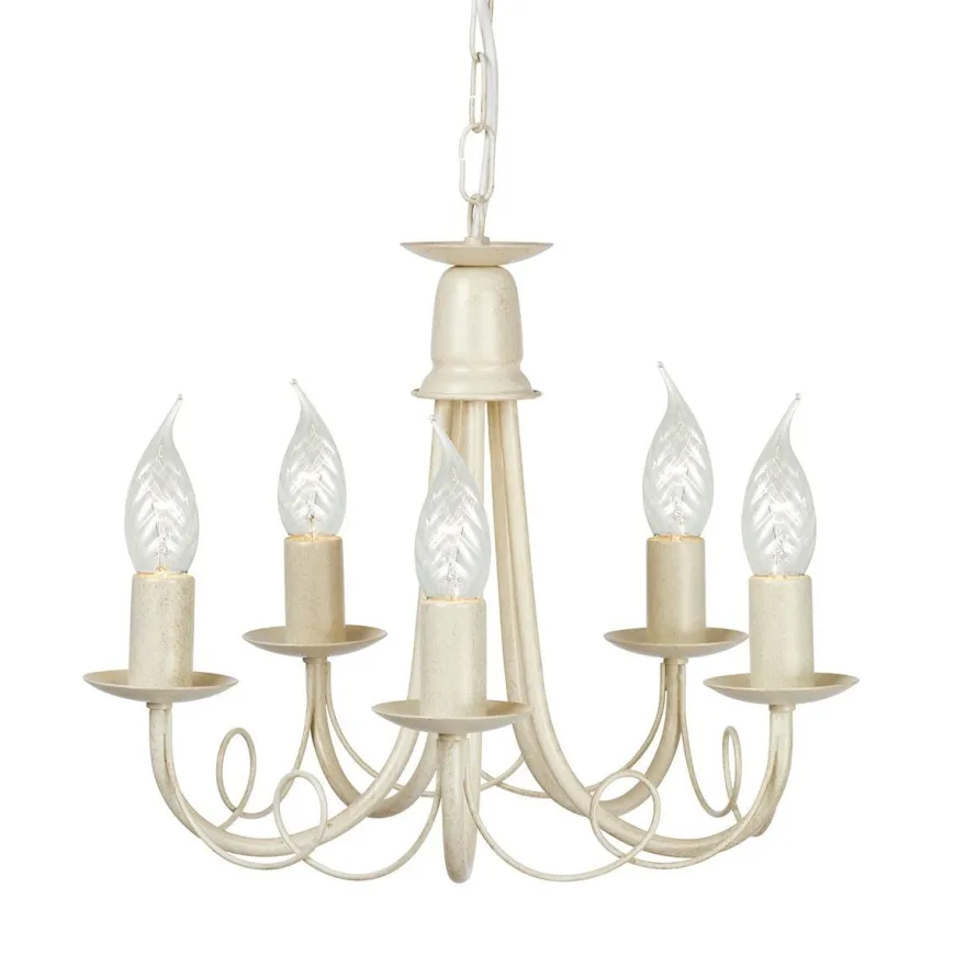 Minster Ivory Gold - Elstead Lighting - lampa wisząca 5-ramienna