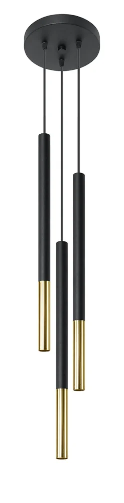 Mozaica 3P Czarny/Złoto - SOLLUX LIGHTING - lampa wisząca