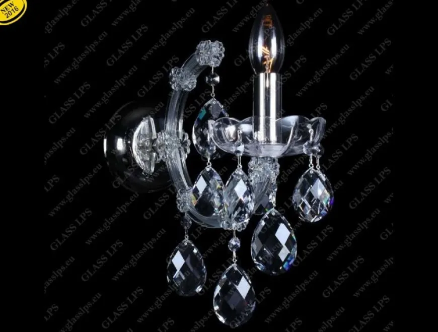 N24 001/01/1; F cut, SILVER - Glass LPS - kinkiet kryształowy