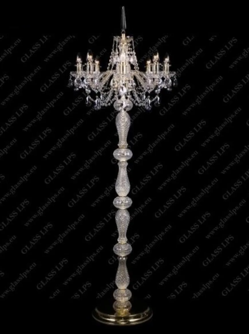 S41 009/08/1-A, GOLD, lip. - Glass LPS - lampa stojąca kryształowa