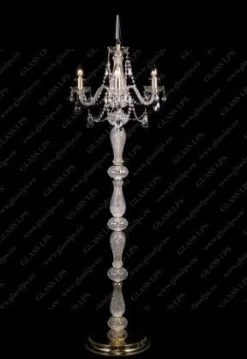 S41 009/03/1-A; GOLD, lip. - Glass LPS - lampa stojąca kryształowa