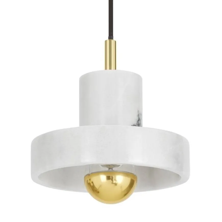 Stone Ø18 marmur biały żarówka mosiądz - Tom Dixon - lampa wisząca