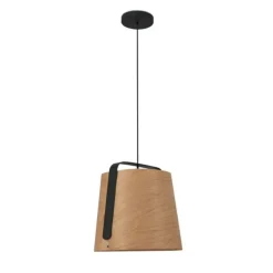 Stood Ø50 czarny, drewno - Faro - lampa wisząca